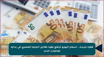 قفزة جديدة.. أسعار اليورو ترتفع بقوة مقابل الجنيه المصري في بداية تعاملات الأحد